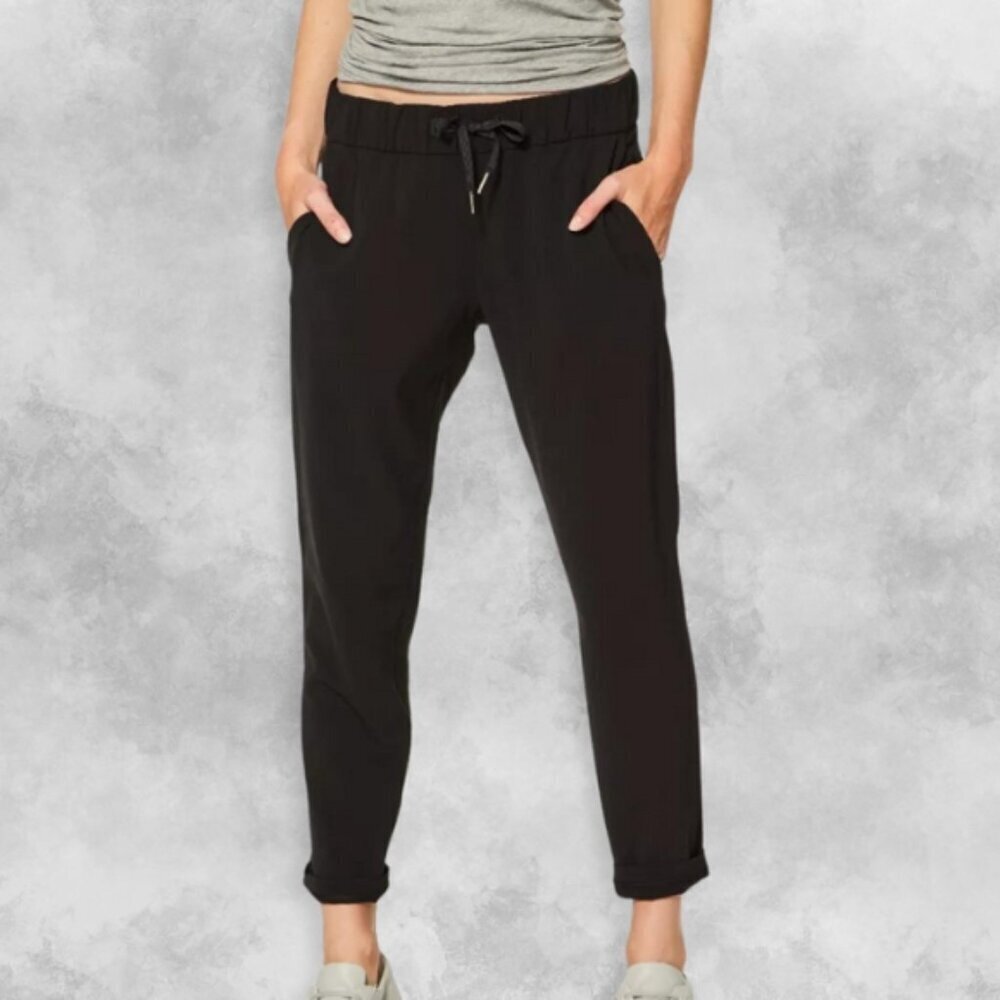 Lululemon On The Fly Woven Pants Adjustable Cord & Side Pockets Black Women's 2